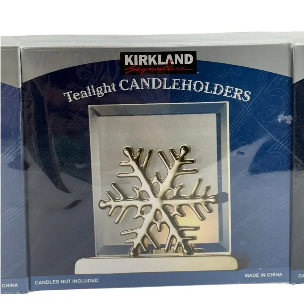 Kirkland Tea Light Candle Holders Set 3 Snowman Reindeer Snowflake NIP